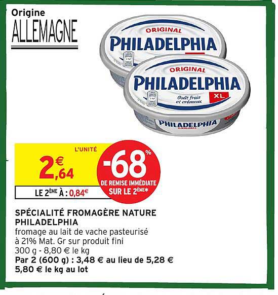 SPÉCIALITÉ FROMAGÈRE NATURE PHILADELPHIA