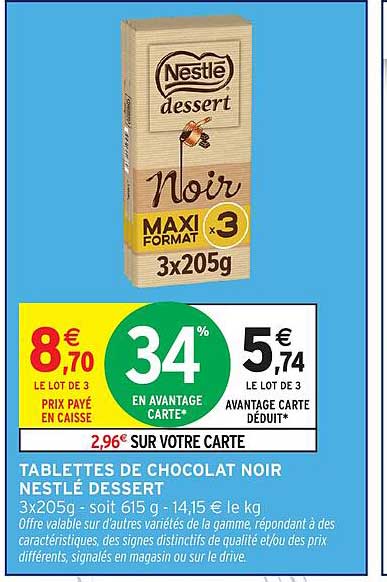 TABLETTES DE CHOCOLAT NOIR NESTLÉ DESSERT