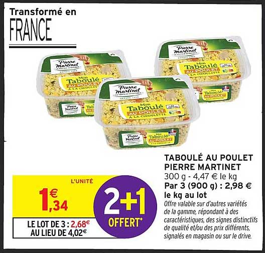 TABOULÉ AU POULET PIERRE MARTINET