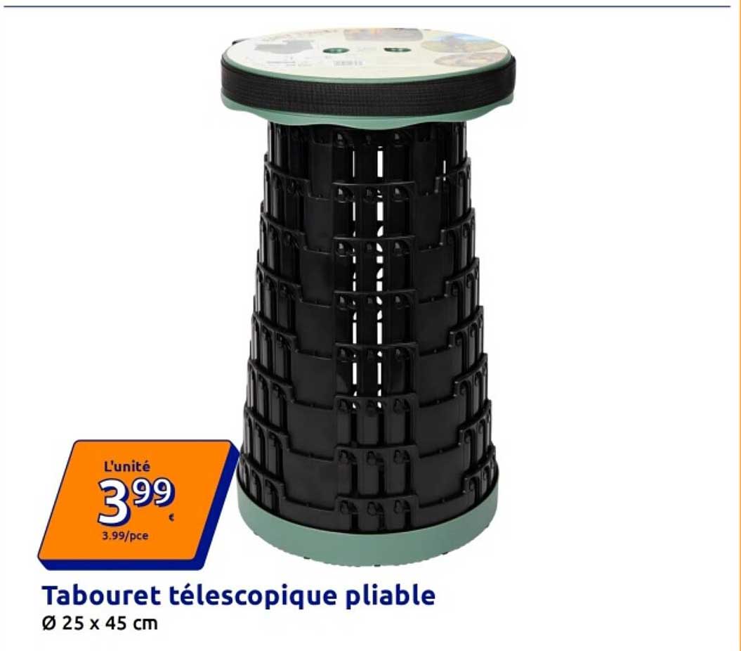 Tabouret télescopique pliable