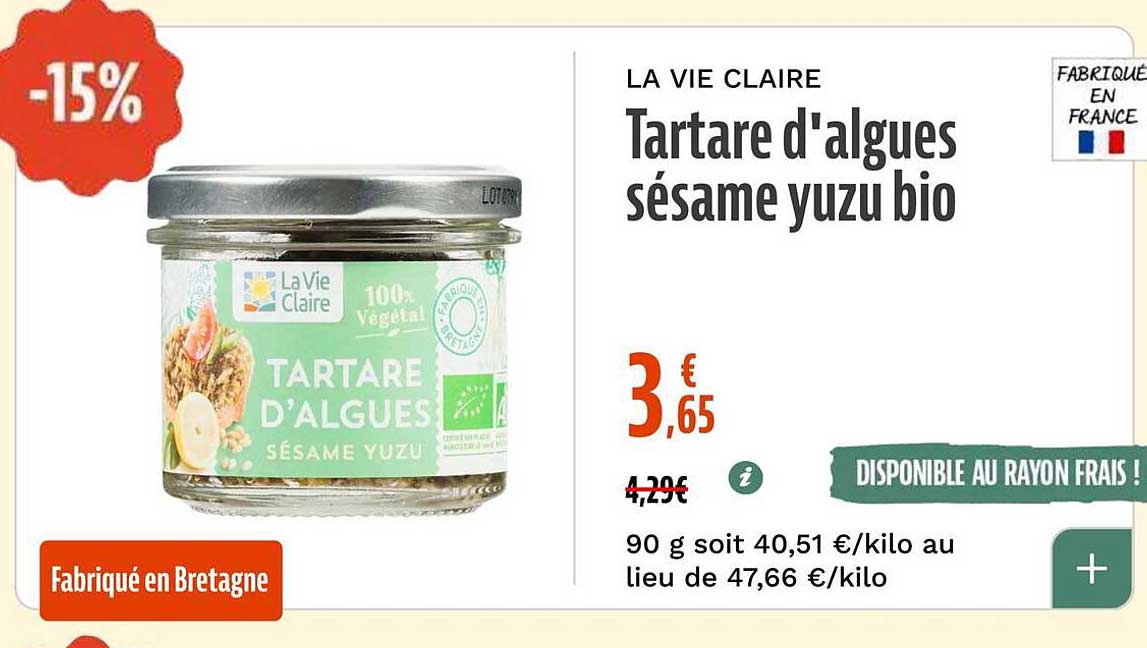 Tartare d'algues sésame yuzu bio