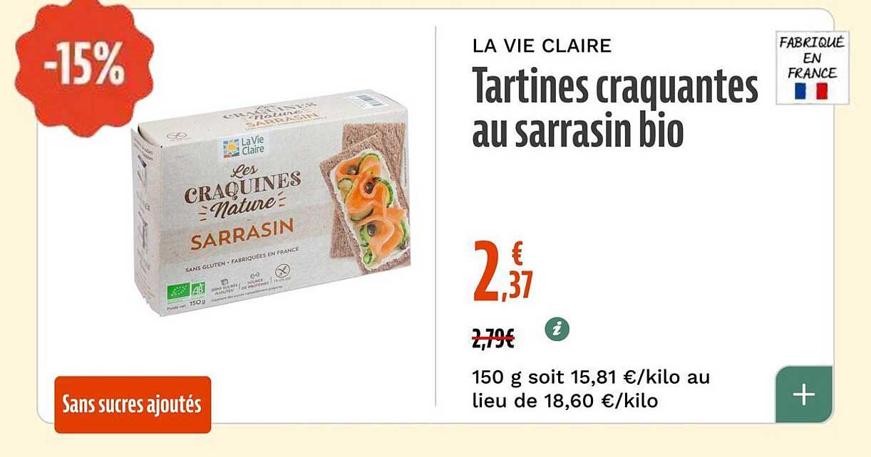Tartines craquantes au sarrasin bio