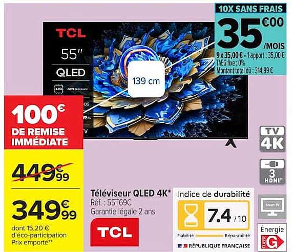 TCL 55'' QLED 4K
