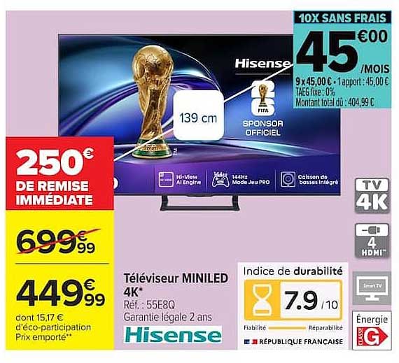 Téléviseur MINILED 4K*