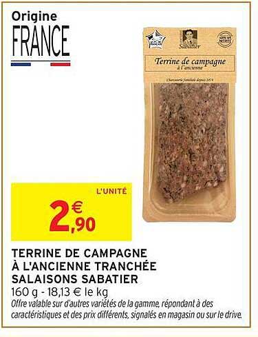 TERRINE DE CAMPAGNE À L'ANCIENNE TRANCHÉE SALAISONS SABAITEIR