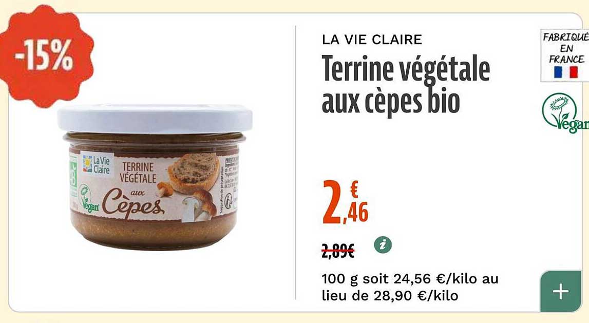 Terrine végétale aux cèpes bio