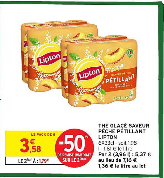 THÉ GLACÉ SAVEUR PÊCHE PÉTILLANT LIPTON