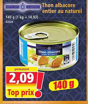 Thon albacore entier au naturel