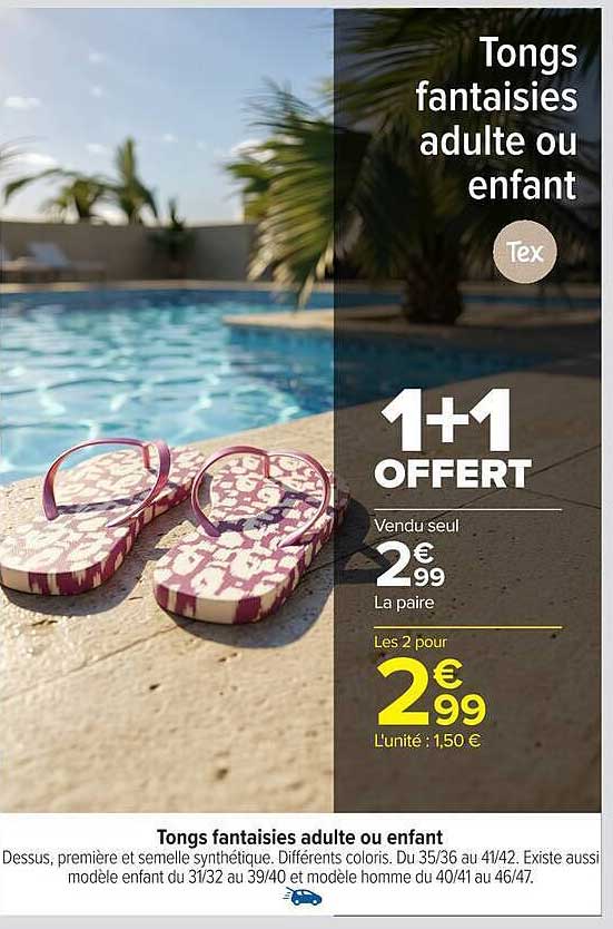 Tongs fantaisies adulte ou enfant