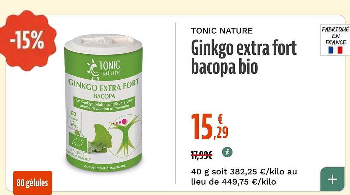 TONIC NATURE Ginkgo extra fort bacopa bio