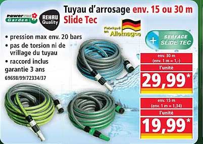 Tuyau d’arrosage env. 15 ou 30 m Slide Tec