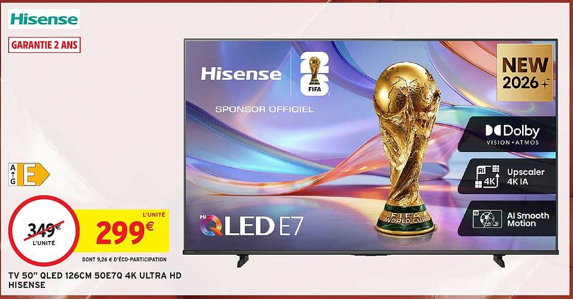 TV 50" QLED 126CM 50E7Q 4K ULTRA HD HISENSE