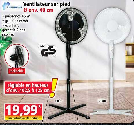 Ventilateur sur pied Ø env. 40 cm