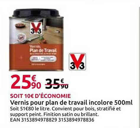 Vernis pour plan de travail incolore 500ml