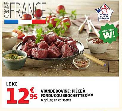 VIANDE BOVINE : PIÈCE À FONDUE OU BROCHETTES (1/2)