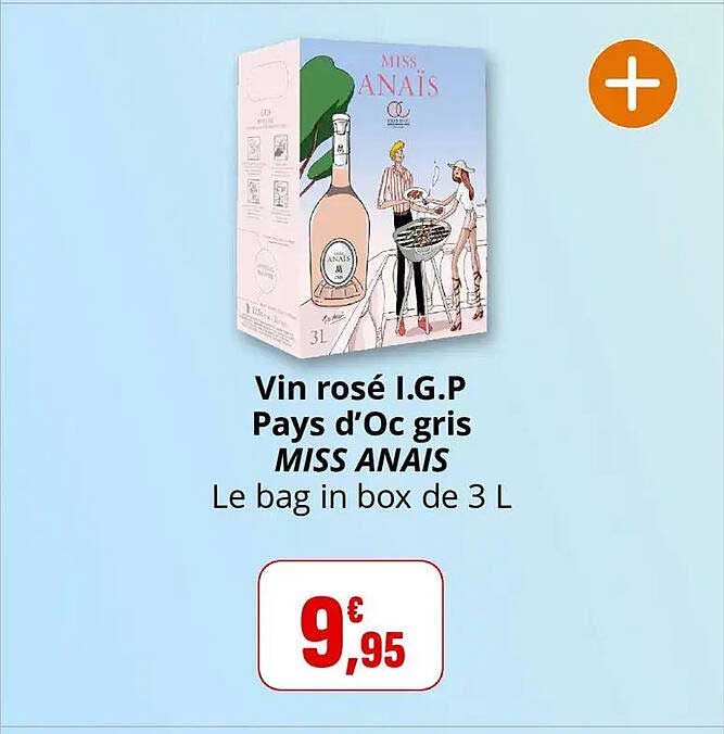 Vin rosé I.G.P Pays d’Oc gris MISS ANAIS Le bag in box de 3 L