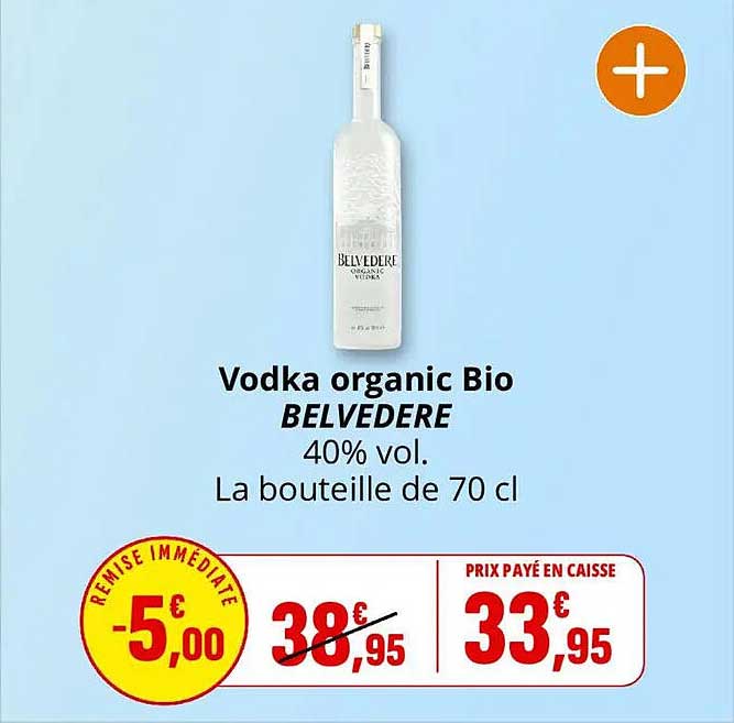 Vodka organic Bio BELVEDERE 40% vol. La bouteille de 70 cl