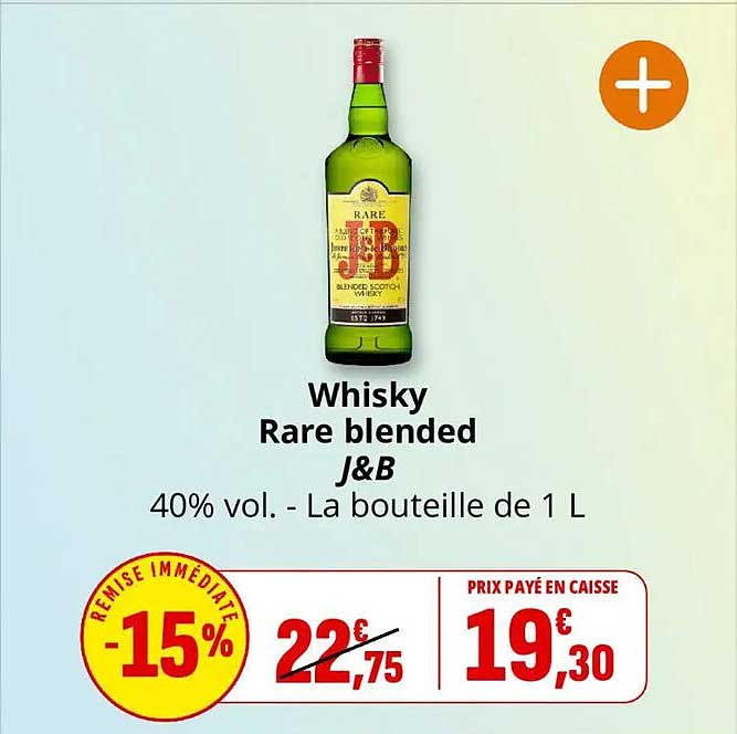 Whisky Rare blended J&B 40% vol. - La bouteille de 1 L