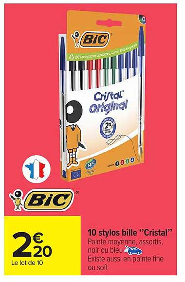10 stylos bille ``Cristal``