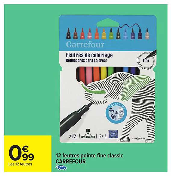 12 feutres pointe fine classic CARREFOUR