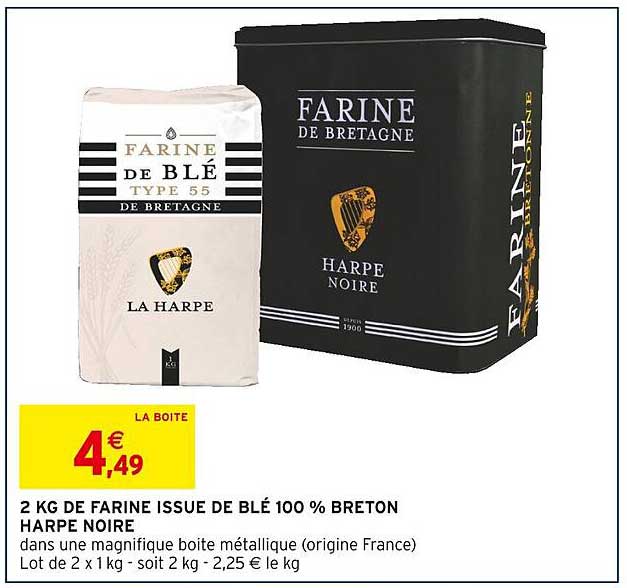 2 KG DE FARINE ISSUE DE BLÉ 100 % BRETON HARPE NOIRE