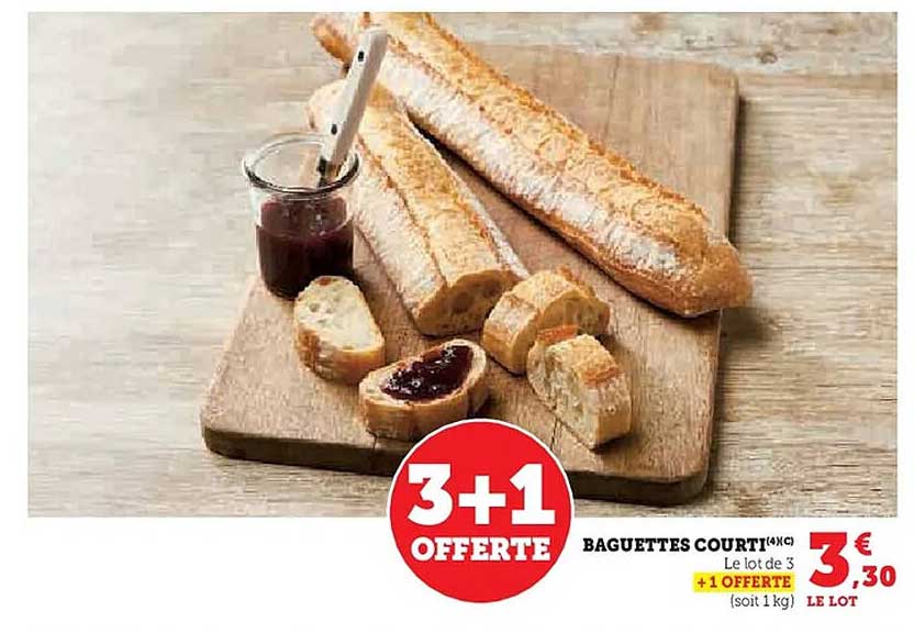 3 + 1 OFFERTES BAGUETTES COURTES (4/C)