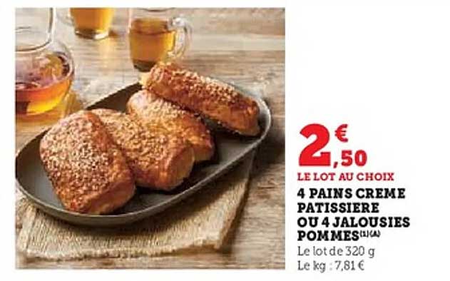 4 Pains Crème Pâtissière ou 4 Jalousies Pommes