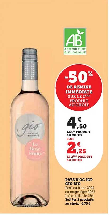 -50% DE REMISE IMMEDIATE SUR LE 2ÈME PRODUIT AU CHOIX