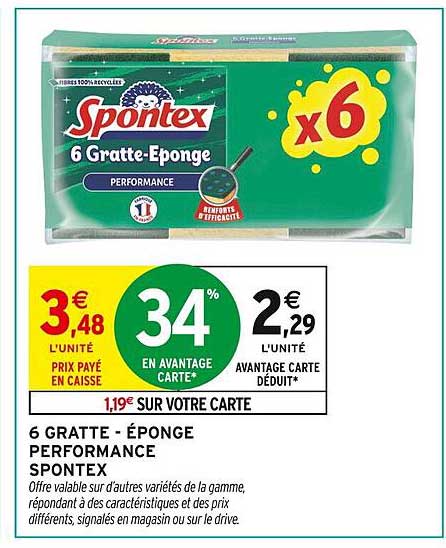 6 GRATTE - ÉPONGE PERFORMANCE SPONTEX
