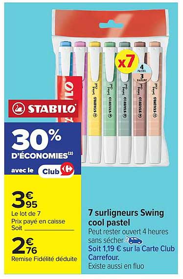 7 surligneurs Swing cool pastel