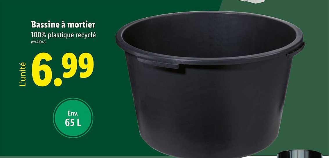 Bassine à mortier 100% plastique recyclé
