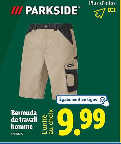 Bermuda de travail homme