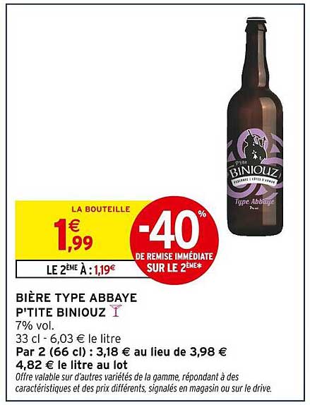 Bière type abbaye P'tite Biniouz
