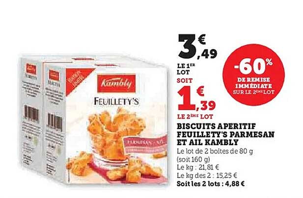 Biscuits Apéritif Feuilleté's Parmesan et Ail Kambly