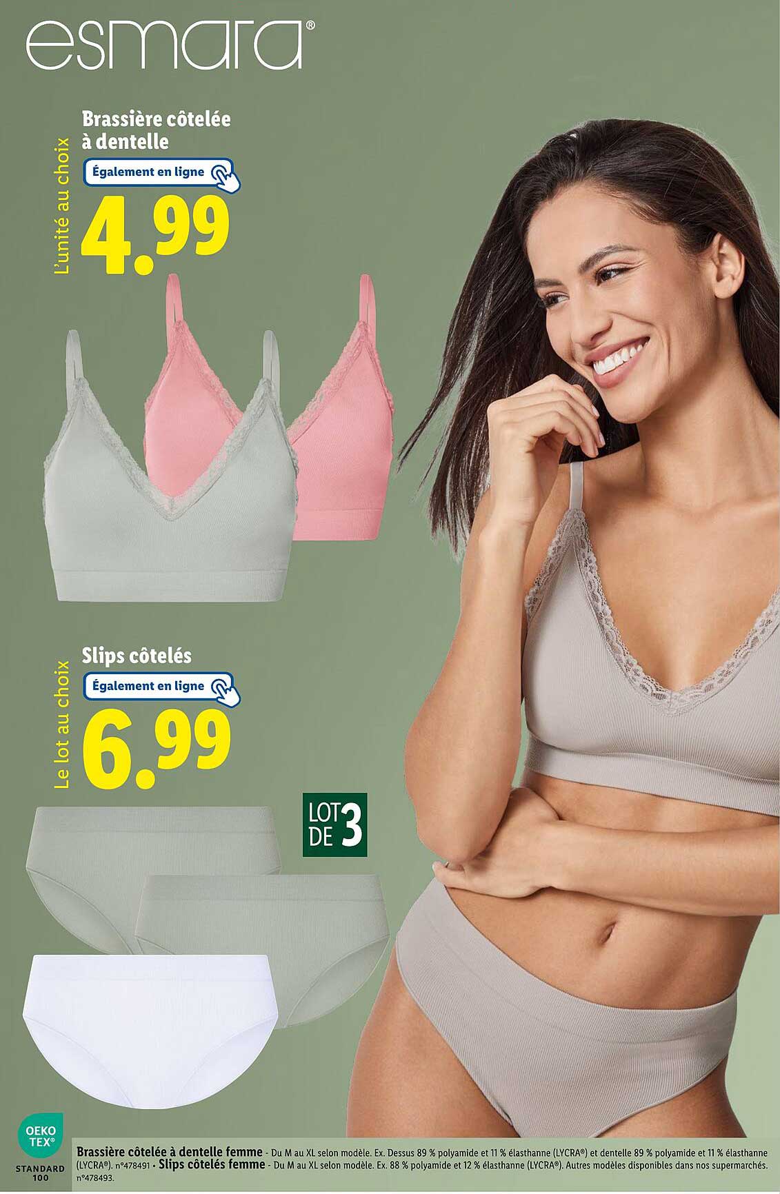 Brassière côtelée à dentelle