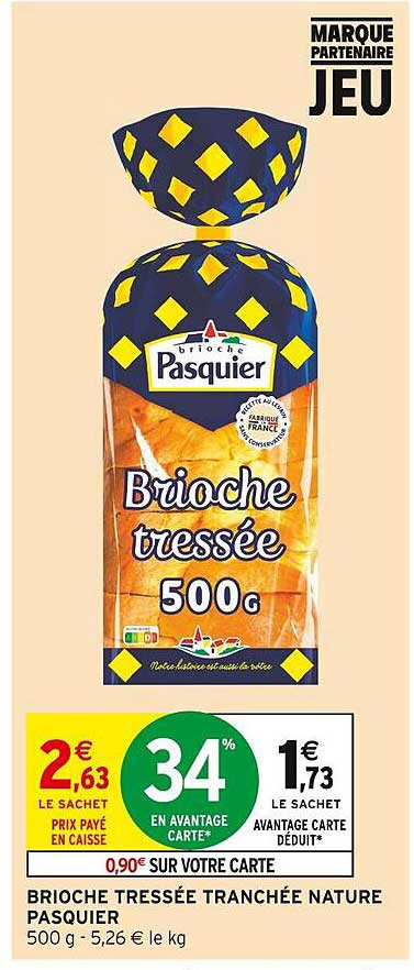 Brioche tressée tranchée nature Pasquier 500 g