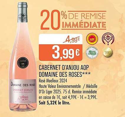 CABERNET D’ANJOU AOP DOMAINE DES ROSES***