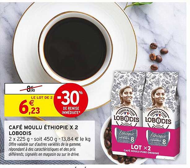 CAFÉ MOULU ÉTHIOPIE X 2 LOBODIS