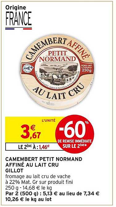 CAMEMBERT PETIT NORMAND AFFINÉ AU LAIT CRU