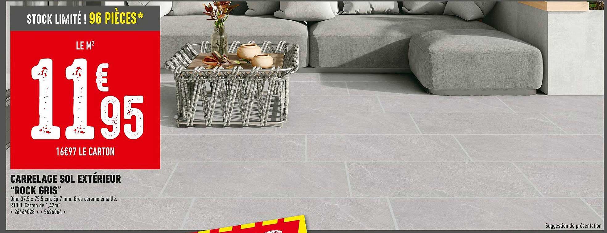 CARRELAGE SOL EXTÉRIEUR "ROCK GRIS"