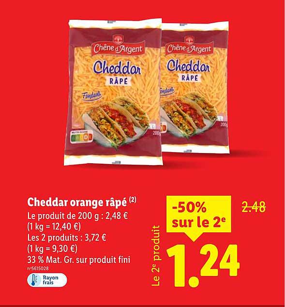 Cheddar orange râpé