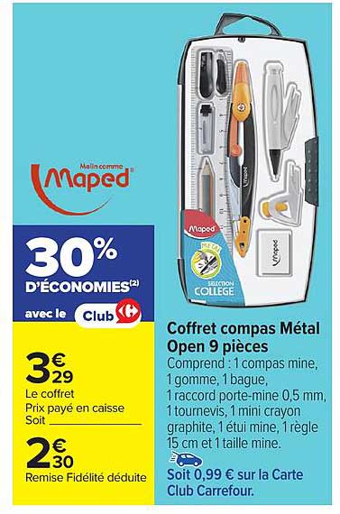 Coffret compas Métal Open 9 pièces