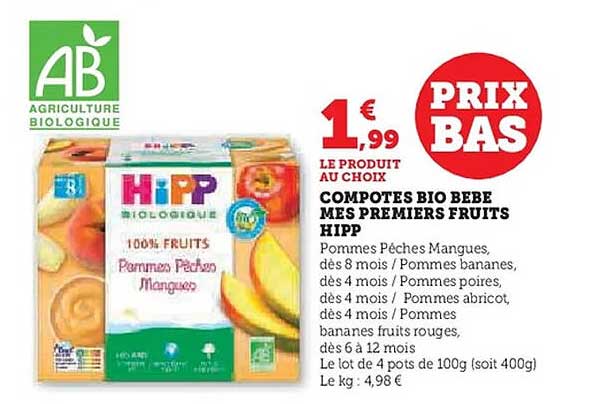 COMPOTES BIO BEBE MES PREMIERS FRUITS HIP