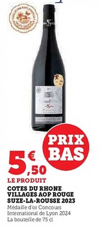 COTES DU RHONE VILLAGES AOP ROUGE SUZE-LA-ROUSSE 2023