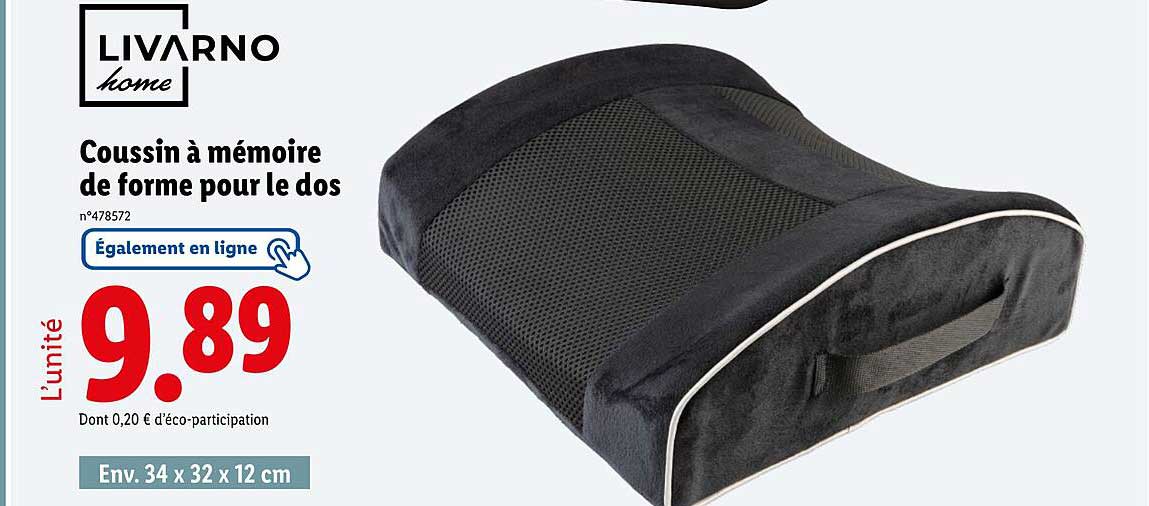 Coussin à mémoire de forme pour le dos