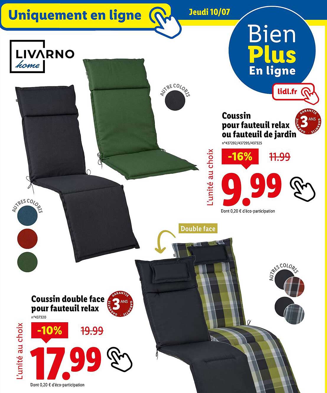 Coussin pour fauteuil relax ou fauteuil de jardin
