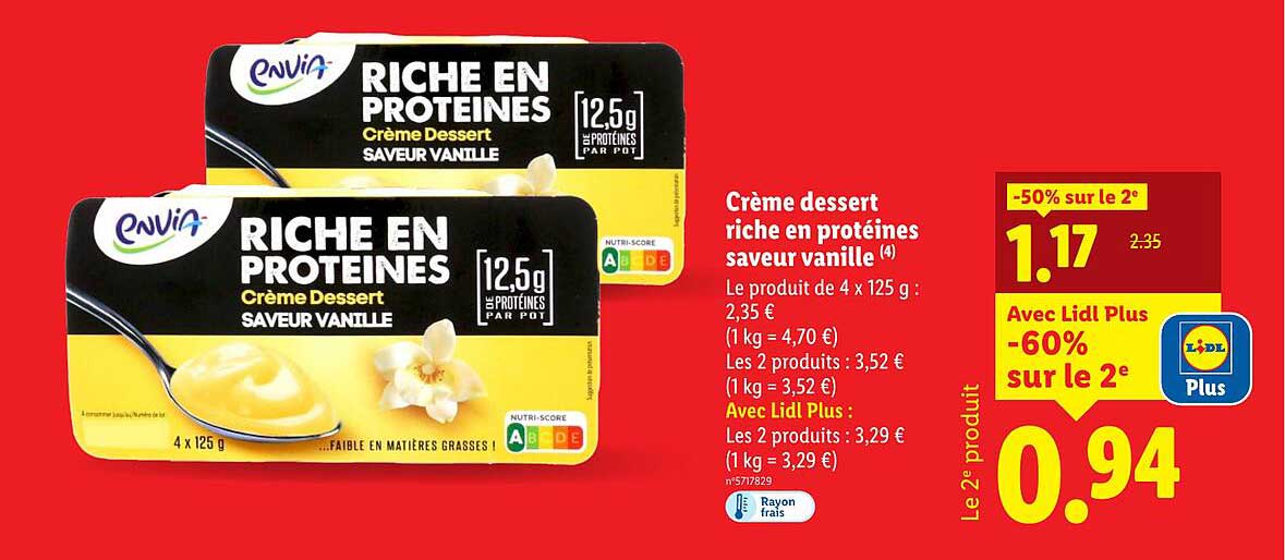 Crème dessert riche en protéines saveur vanille
