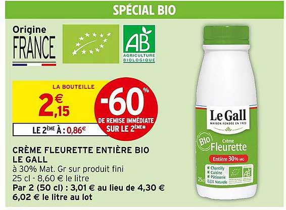 CRÈME FLEURETTE ENTière BIO LE GALL