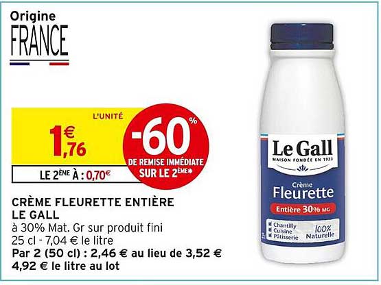 CRÈME FLEURETTE ENTIÈRE LE GALL