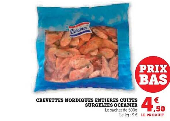 CREVETTES NORDIQUES ENTIERES CUITES SURGELEES OCEAMER